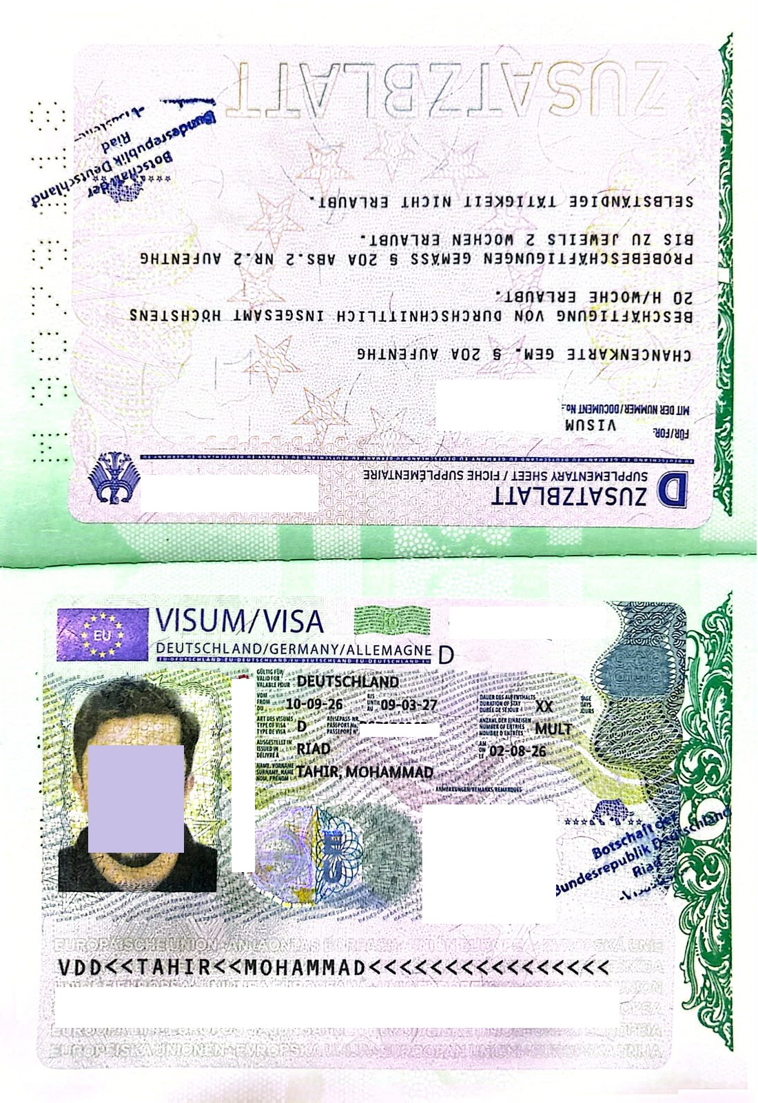 Mohammad Tahir (oppurtunity card from saudia)